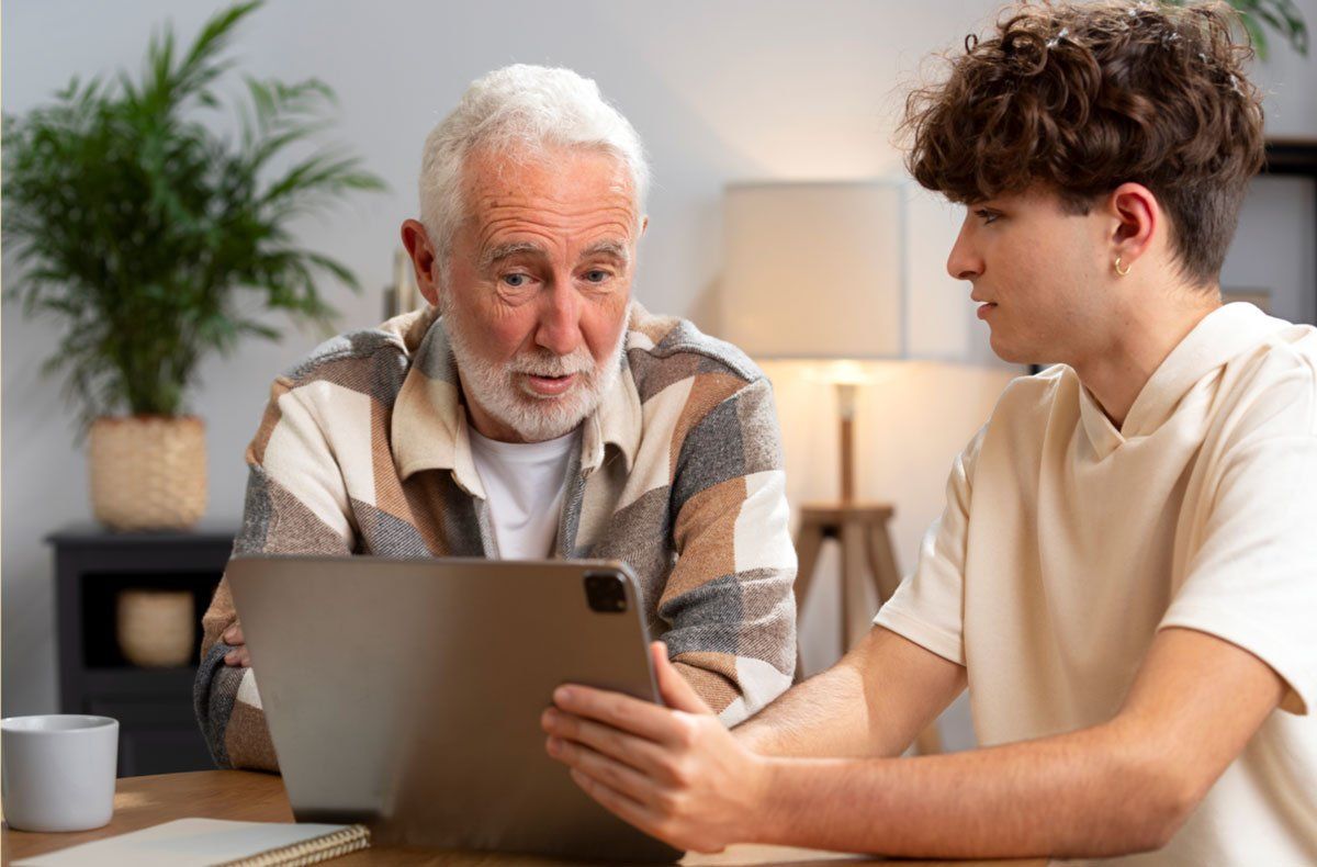 nonno spiega al nipote come funziona la pensione integrativa
